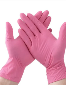 Luvas Descartáveis Nitrilo s/Pó Rosa (Emb: 100 uni)